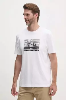 Хлопковая футболка Boss Orange, белый