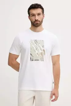 Хлопковая футболка Boss Orange, бежевый