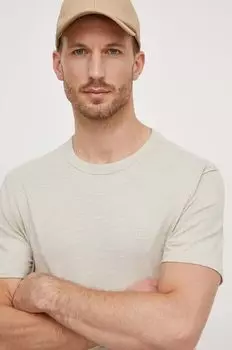 Хлопковая футболка Boss Orange, бежевый