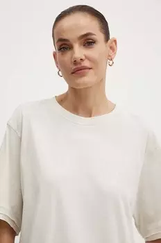 Хлопковая футболка Boss Orange, бежевый