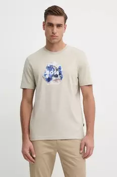 Хлопковая футболка Boss Orange, бежевый