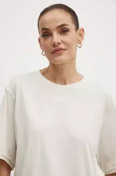 Хлопковая футболка Boss Orange, бежевый