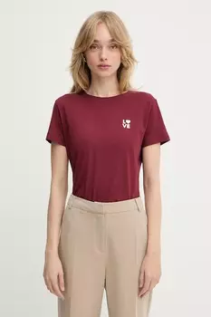 Хлопковая футболка Boss Orange, бордовый