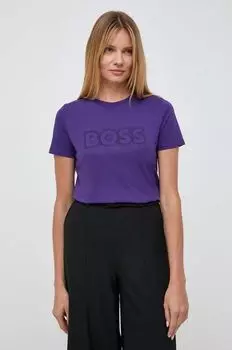 Хлопковая футболка BOSS ORANGE Boss, фиолетовый