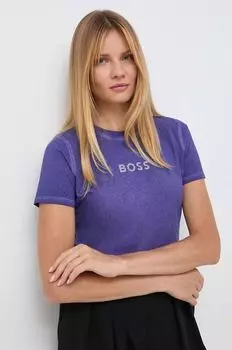 Хлопковая футболка BOSS ORANGE Boss, фиолетовый