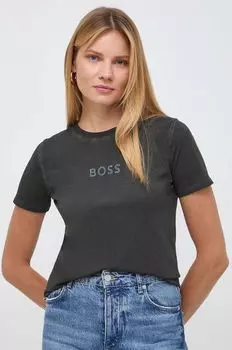 Хлопковая футболка BOSS ORANGE Boss, серый
