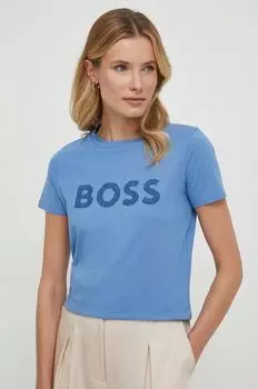 Хлопковая футболка BOSS ORANGE Boss, синий