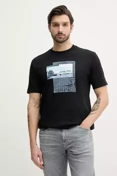 Хлопковая футболка Boss Orange, черный