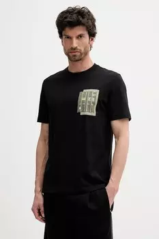 Хлопковая футболка Boss Orange, черный