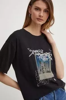 Хлопковая футболка Boss Orange, черный