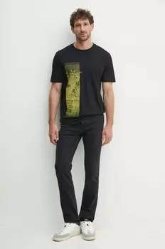 Хлопковая футболка Boss Orange, черный