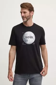 Хлопковая футболка Boss Orange, черный
