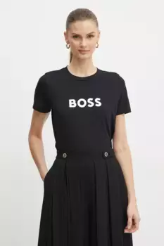 Хлопковая футболка BOSS ORANGE, черный