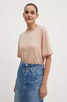 Хлопковая футболка Boss Orange, оранжевый