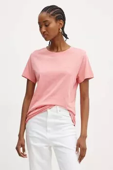 Хлопковая футболка Boss Orange, розовый