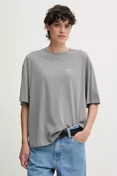 Хлопковая футболка Boss Orange, серый