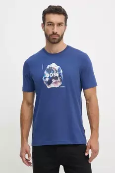 Хлопковая футболка Boss Orange, синий