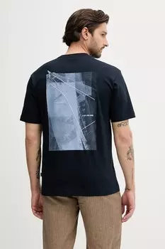 Хлопковая футболка Boss Orange, темно-синий