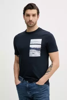 Хлопковая футболка Boss Orange, темно-синий