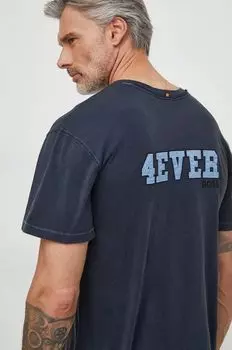 Хлопковая футболка Boss Orange, темно-синий