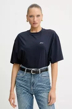 Хлопковая футболка Boss Orange, темно-синий