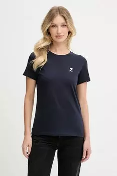 Хлопковая футболка Boss Orange, темно-синий