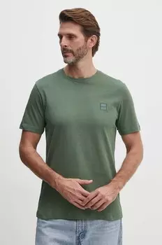 Хлопковая футболка Boss Orange, зеленый