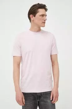 Хлопковая футболка Boss, розовый