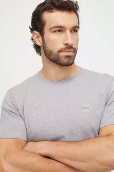 Хлопковая футболка Boss, серый