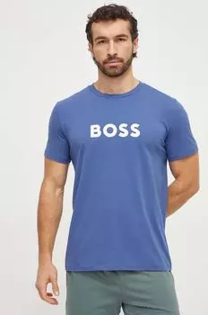 Хлопковая футболка Boss, синий