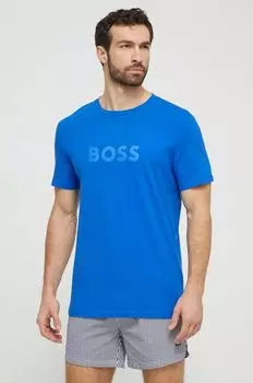 Хлопковая футболка Boss, синий