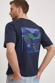 Хлопковая футболка Boss, темно-синий