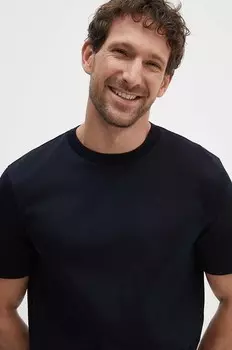 Хлопковая футболка Boss, темно-синий