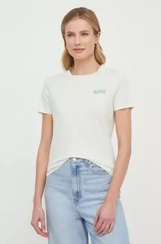 Хлопковая футболка Boss, зеленый