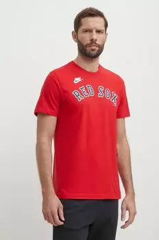 Хлопковая футболка Boston Red Sox Nike, красный
