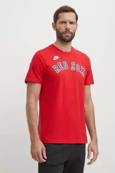 Хлопковая футболка Boston Red Sox Nike, красный