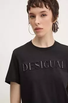 Хлопковая футболка BRANDY Desigual, черный