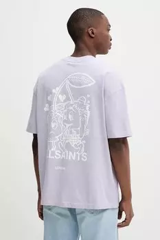 Хлопковая футболка BREAKUP Allsaints, фиолетовый