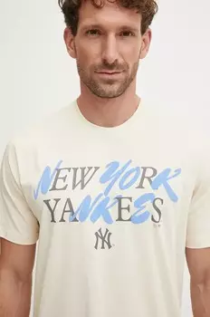 Хлопковая футболка бренда 47 MLB New York Yankees 47 Brand, бежевый