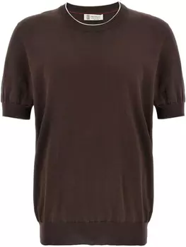 Хлопковая футболка Brunello Cucinelli, коричневый