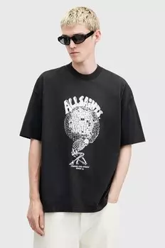 Хлопковая футболка BURDEN AllSaints, черный