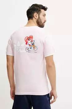 Хлопковая футболка Cali Tee Adidas Originals, розовый