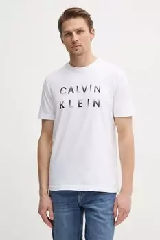 Хлопковая футболка Calvin Klein, белый