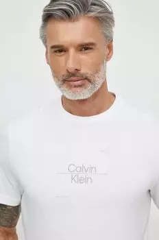 Хлопковая футболка Calvin Klein, белый