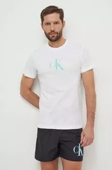 Хлопковая футболка Calvin Klein, белый
