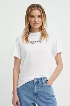 Хлопковая футболка Calvin Klein, белый