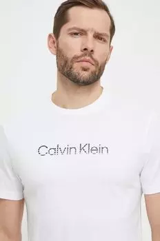 Хлопковая футболка Calvin Klein, белый