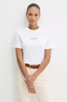 Хлопковая футболка Calvin Klein, белый