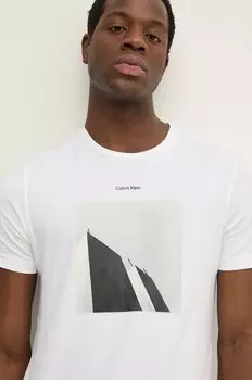 Хлопковая футболка Calvin Klein, белый