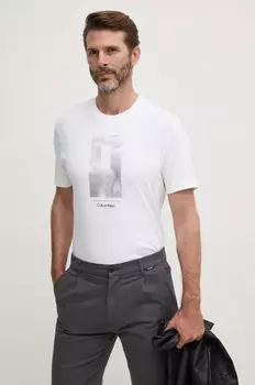 Хлопковая футболка Calvin Klein, белый